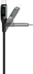 Кабель зарядный и дата TTEC AlumiCable LCD USB-C – USB-C 100W PD/QC Fast Charging&Data Cable. Длина: 150 см. Цвет: черный (2DK57S)