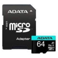 Карта памяти microSDXC UHS-I U3 A-Data Premier Pro 64 ГБ, 100 МБ/с, Class 10, AUSDX64GUI3V30SA2-RA1,  1 шт., переходник SD