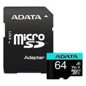 Карта памяти microSDXC UHS-I U3 A-Data Premier Pro 64 ГБ, 100 МБ/с, Class 10, AUSDX64GUI3V30SA2-RA1,  1 шт., переходник SD