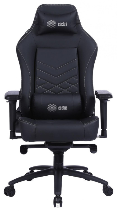Кресло игровое Cactus CS-CHR-0112BL, экокожа, до 120кг, регулируемые 4D подлокотники,  черный