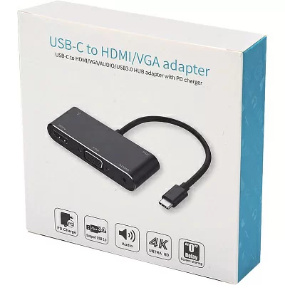 Переходник 0.1 m Type-C(m)   HDMI+VGA+USB ATcom AT2810