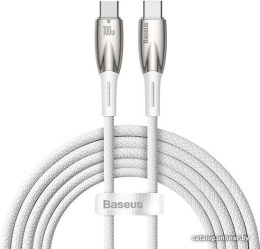 Кабель Baseus Glimmer Series Fast Charging, USB-C - USB-C, 100 Вт, 1 м, белый CADH000702