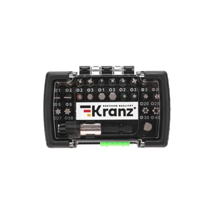 Набор бит с магнитным держателем, пластиковый кейс, 32 предмета KRANZ KR-92-0464