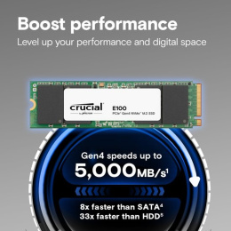 Накопитель SSD M.2 2280 M PCI Express 4.0 x4 Crucial 1Tb E100 CT1000E100SSD8 5000/4500 MBps TLC