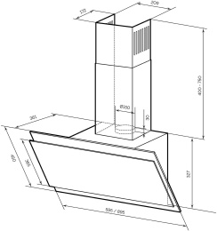 Вытяжка каминная LEX Furia 900,  сенсорное управление,  белый [chti000412]