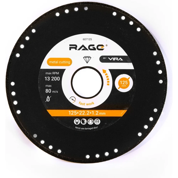 Диск алмазный отрезной по металлу 125х22.2 мм RAGE by VIRA 607125