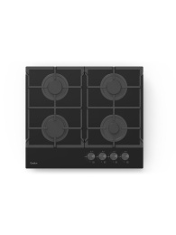 Газовая варочная панель EVELUX, Hi-Tech, 60 см, 4 конфорки, чугунные решетки, газ-контроль, электроподжиг, механическое управление, поверхность из закаленного стекла, цвет черный