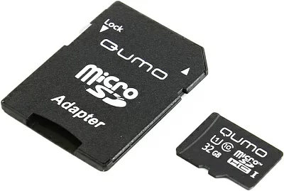 Карта памяти Qumo QM32GMICSDHC10U1 microSDHC 32Gb UHS-I U1 + microSD-- SD Adapter