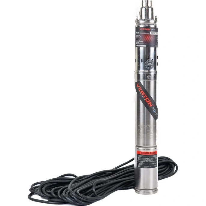 Скважинный винтовой насос VERTON DW90/550S (550Вт,Qmax 32л/мин,Hmax 90м,d насоса 76мм, верх.забор) 01.13295.13328