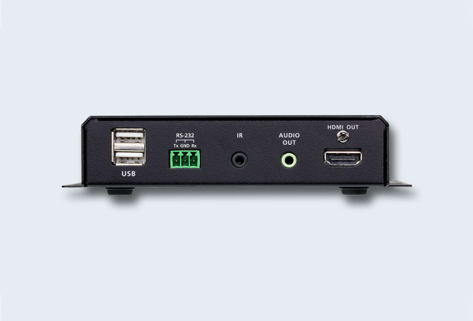 Удлинитель-приемник ATEN VE8952R-AT-G, HDMI+RS232+IR, 100 м. точка-точка/неогранич. в пределах LAN, 1xUTP;GbE TCP/IP;IGMP , HDMI+RJ45+RS232+IR, макс. разреш. 4096x2160/3840x2160 60Hz/30Hz 4:2:0, DC 5V, PoE