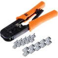 Набор: клещи обжимные TDM ELECTRIC KO-9E RJ-11/45, наконечники RJ-11-10 шт, RJ-45-10 шт, «МастерЭлектрик» SQ1001-0207