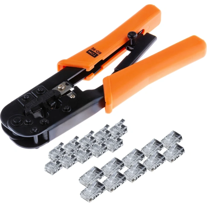 Набор: клещи обжимные TDM ELECTRIC KO-9E RJ-11/45, наконечники RJ-11-10 шт, RJ-45-10 шт, «МастерЭлектрик» SQ1001-0207