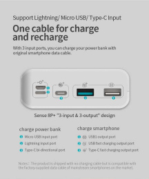Мобильный аккумулятор Romoss Sense 8P+ 30000mAh QC3.0 18W 3A 2xUSB-A/USB-C белый