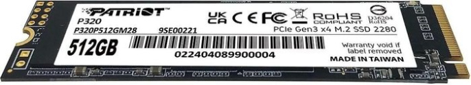 Накопитель SSD M.2 2280 M PCI Express 3.0 x4 Patriot 512GB P320 P320P512GM28 3000/2200 MBps TLC.