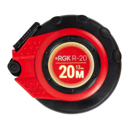 Рулетка строительная RGK R20 дл.полотна 20м изм.шкала в см зацеп простой красный/черный 774925