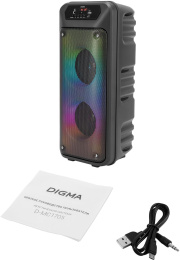 Музыкальный центр Digma D-MC1705, 40Вт, с караоке, Bluetooth, FM, USB, micro SD, черный