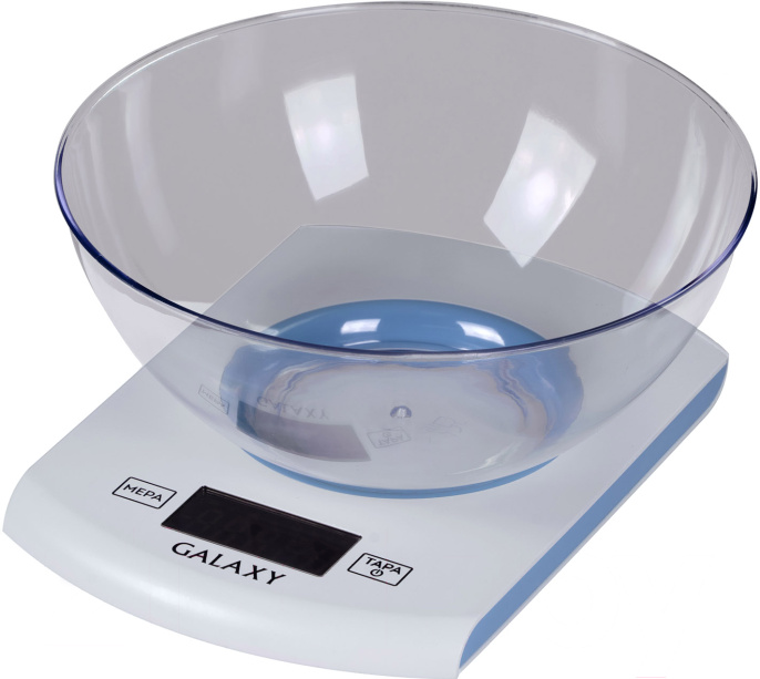 Кухонные весы Galaxy Line GL2803 электронные, максимальный вес 5 кг, элемент питания «ААА» 2 шт. в комплекте, жидкокристаллический дисплей с подсветкой, цена деления 1г, функция обнуления массы тары, автоматическое отключение, индикатор перегрузки, индик