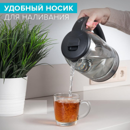 Чайник электрический Scarlett SC-EK27G10 1.7л. 1800Вт черный корпус: стекло/пластик