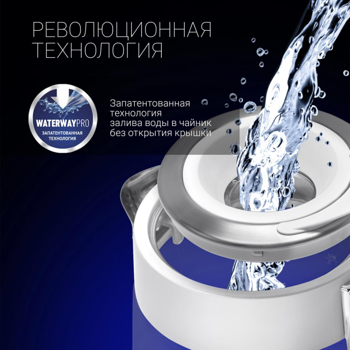 Чайник электрический Polaris PWK 1715 CGL 1.7л. 2200Вт белый корпус: стекло/металл