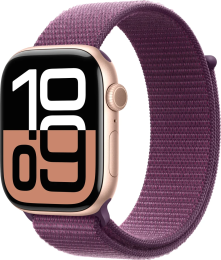 Смарт-часы Apple Watch Series 10 GPS 46мм Rose Gold Aluminium Case Plum Sport Loop A2999 MWWV3LW/A поддержка iOS, экран OLED, шагомер, пульсометр, время работы: 18