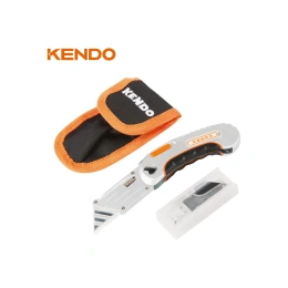 Нож трапециевидный KENDO с футляром, 5 лезвий в комплекте 30637