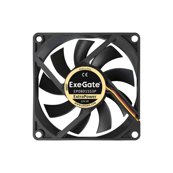 Вентилятор 12В DC ExeGate ExtraPower EP08015S3P 80x80x15 мм, Sleeve bearing подшипник скольжения , 3pin, 2500RPM, 25dBA EX283374RUS