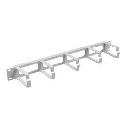 Cabeus JB08-1U-GY Кабельный органайзер горизонтальный 19" 1U, 5 колец, металлический, цвет серый (RAL7035)