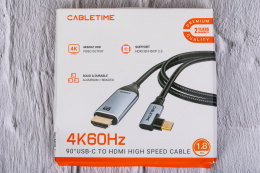 Кабель CABLETIME CC11K (CT-C160-PU31-CMRHD1-S1.8) 1.8 м, USB TYPE C - HDMI 90° 4K/60 Гц