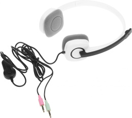 Гарнитура Logitech H150, для контактных центров, накладные, проводные, белый / черный [981-000453]