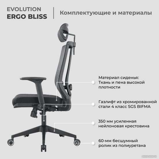 Кресло компьютерное EVOLUTION ERGO BLISS Black