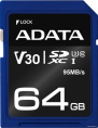 Карта памяти SDXC 64 Gb ADATA Premier ASDX64GUI3V30S-R 64 ГБ, класс 10, UHS-I RETAIL