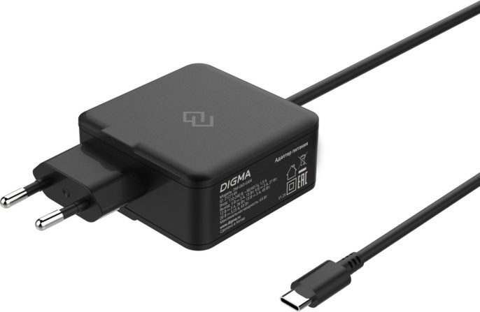 Адаптер питания Digma DM-U65-GAN,  5 - 20 В,  3.25A, 65Вт,  черный