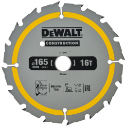 Диск пильный DeWalt DT1948-QZ диаметр диска: 165мм, диаметр посадочного отверстия: 20мм, число оборотов: 7000об/мин, толщина диска: 1мм, ширина пропила под углом 90°: 1.86мм, материал обработки: дерево, композитный материал, пластик, материал изготовлени