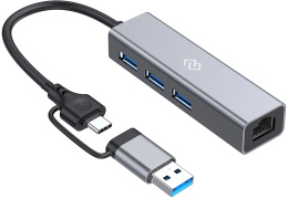 Хаб (разветвитель) Digma DHUB-LAN-4port, серебристый