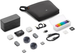 Радиосистема DJI Mic Mini 2 (2TX + 1RX + Charging Case) DJIMic2 электретный (малый конденсатор), петличный/портативный, для интервью и репортажей/для смартфонов, круговая направленность, 20-20000 Гц, разъем USB Type-C/3.5 мм, радиус 400м,  до 10.5 ч