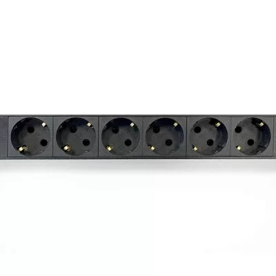 Hyperline SHE-24SH-BAV-CB Блок розеток, вертикальный, 24 розетки Schuko, автоматический выключатель, амперметр/вольтметр, без кабеля питания, клеммная колодка 32A, 250В, 1863x44.5x44.5мм (ДхШхВ), корпус алюминий, черный
