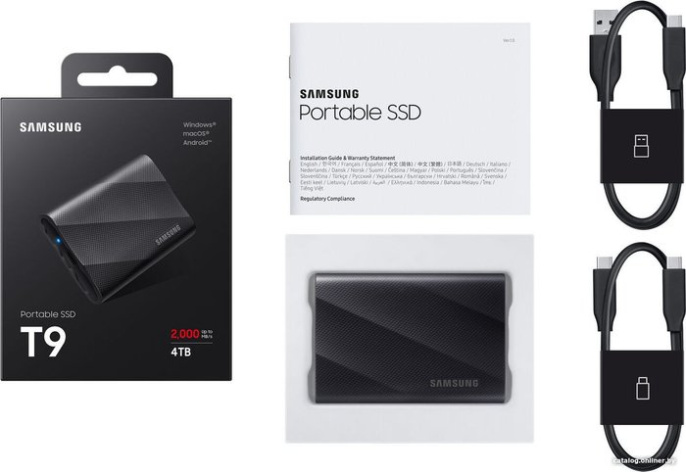 Внешний SSD 4Tb Samsung T9 MU-PG4T0B/WW, USB Type-C, Black
