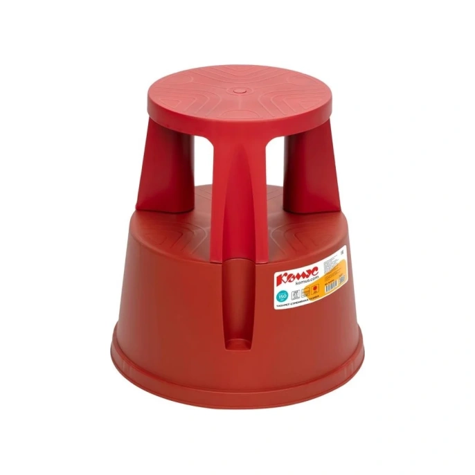 Стремянка-табурет Комус полипропиленовая, 2 ступени, красная 1475747