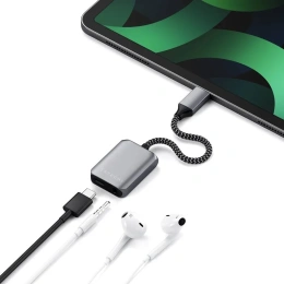 Адаптер Satechi USB-C to Audio PD Charger Adapter. Цвет: серый космос. (ST-UCAPDAM)