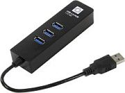 5bites UA3-45-04BK адаптер USB3.0 -- UTP 1000Mbps  +  3-port USB3.0  Hub5BITES