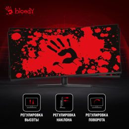 34" Монитор BLOODY MN340W,  3440x1440,  VA,  180Гц,  1хHDMI,  1хDP,  изогнутый, черный