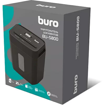 Шредер Buro Office BU-S800 (секр.P-4) фрагменты 10лист. 20.8лтр. пл.карты CD