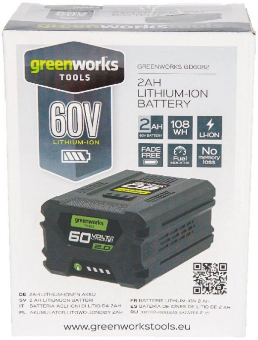 Greenworks Аккумулятор G60B2, {60V, 2 А.ч} [2918307]
