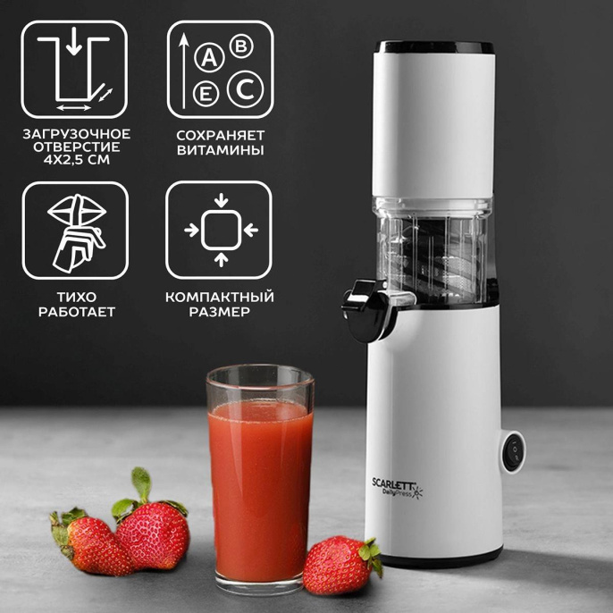 Соковыжималка Scarlett SC-JE50S59,  шнековая,  белый