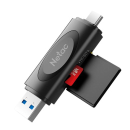 Картридер Netac WK14 WK14BKCN USB3.2 SD, SDHC, SDXC, microSD, microSDHC, microSDXC, USB Type-A/USB Type-С, Черный