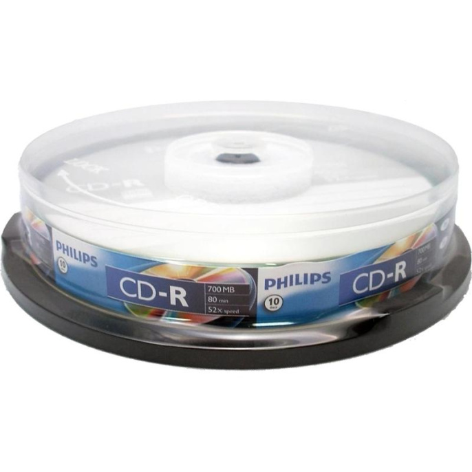Диск CD-R Philips 700 Mb, 52х, Cake Box 10 CR7D5SB10/97