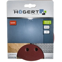 Круг шлифовальный на липучке с отверстиями (5 шт; 125 мм; P200) HOEGERT TECHNIK HT8D127