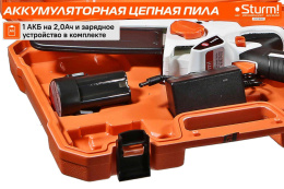 Цепная пила STURM! CSC18061,  аккумуляторная,  16В,  2Ач,  с одним аккумулятором
