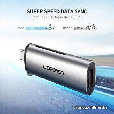 Кардридер UGREEN CM184 50704 USB-C TF + SD Card Reader. Цвет: серый (50704_)