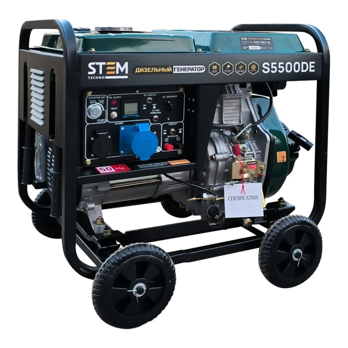 Дизельный генератор STEM Techno s5500de 5,5кв, электростартер, дисплей, подогрев ГЕН018